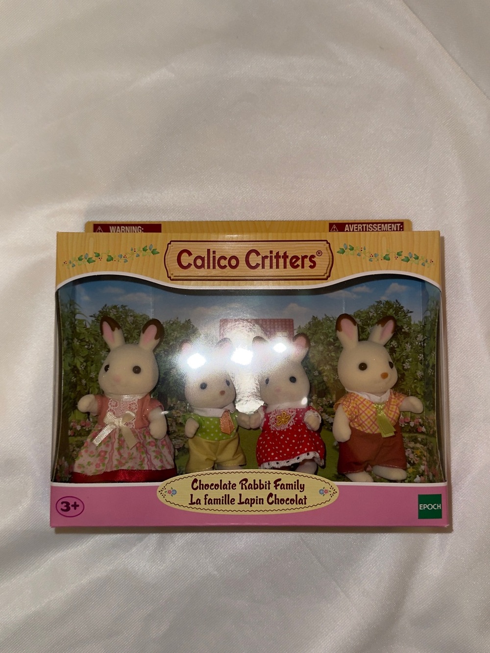 Calico Critters Chocolate Rabbit Family - White Plush Figurines